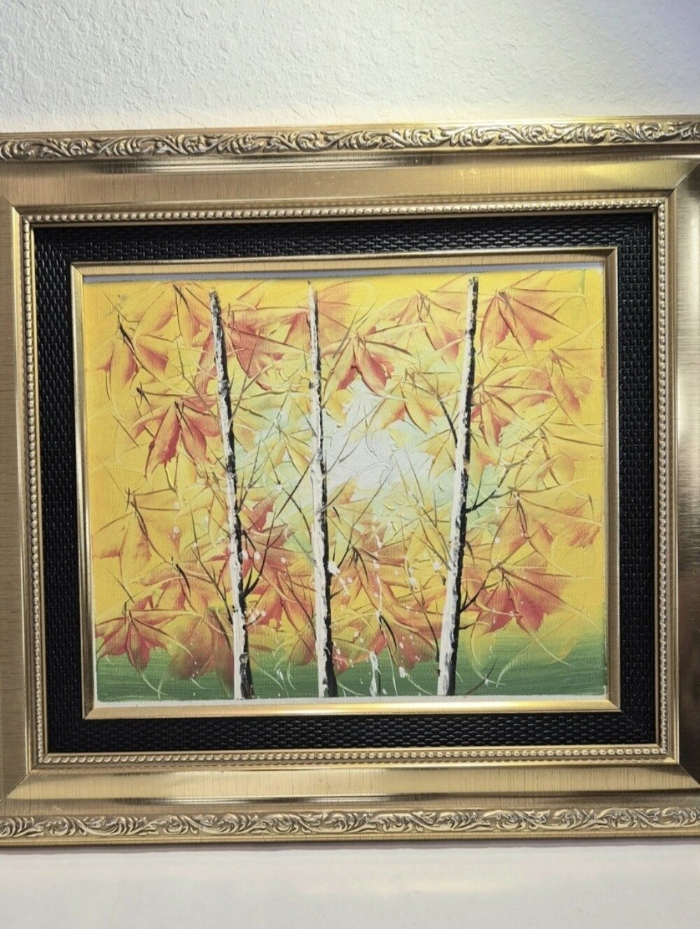 Vintage 1985 00AK Abstract Wall Art Gold Ornate Frame 16x14